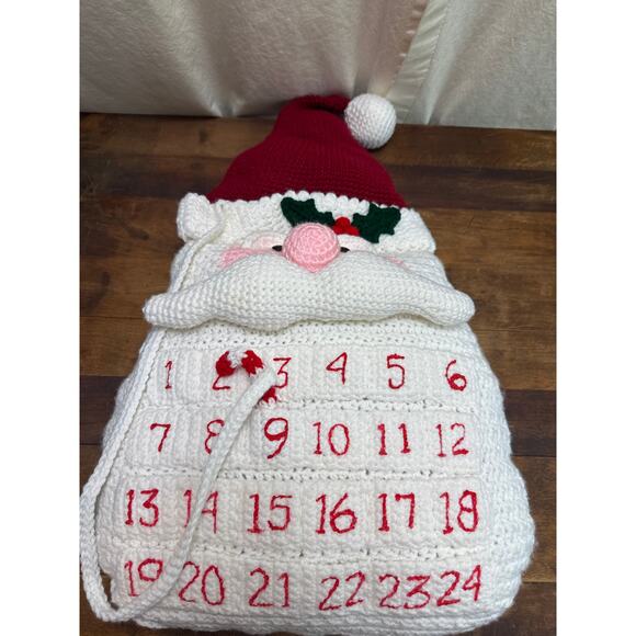 Handmade Crocheted Santa Countdown Advent Calendar Pillow Christmas Décor - Picture 3 of 11